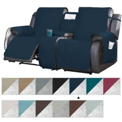 Loveseat Reclining Couch Covers with Console, Non-Slip Pet Cover for Dual Loveseat Recliner with Elastic Straps, Split Reclining Loveseat Cover Recliner Furniture Protector