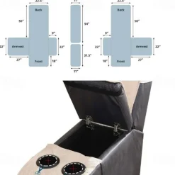 Loveseat Reclining Couch Covers with Console, Non-Slip Pet Cover for Dual Loveseat Recliner with Elastic Straps, Split Reclining Loveseat Cover Recliner Furniture Protector