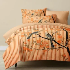 L.T.Home 100% Cotton Sateen Duvet Cover Set Reversible Premium 300 Thread Count Floral Elite Bedding Set Queen King Size