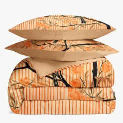 L.T.Home 100% Cotton Sateen Duvet Cover Set Reversible Premium 300 Thread Count Floral Elite Bedding Set Queen King Size