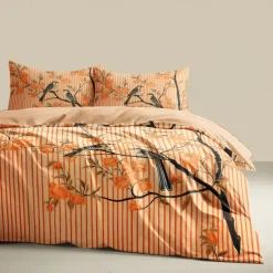 L.T.Home 100% Cotton Sateen Duvet Cover Set Reversible Premium 300 Thread Count Floral Elite Bedding Set Queen King Size