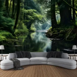 L.T.HOME Tree of Life Landscape Hanging Tapestry Wall Art Large Tapestry Mural Decor Photograph Backdrop Blanket Curtain Home Bedroom Living Room Decoration