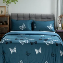 Luminous Duvet Cover Set with Butterfly Print - Glow-in-the-Dark Design - Includes Duvet Cover and Pillowcases - Soft and Comfortable Fabric - Perfect for a Magical Bedroom Decor - Easy to Clean and Maintain