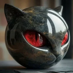 Luxury Black Cat Stone Sculpture Elegant Home Decor & Gift-Ready Art Piece