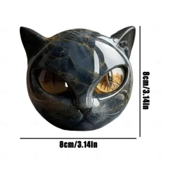 Luxury Black Cat Stone Sculpture Elegant Home Decor & Gift-Ready Art Piece