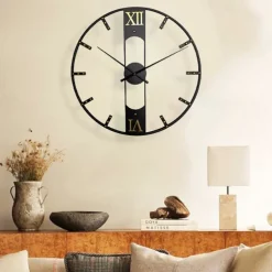 Luxury Large Wall Clock Modern Design Silent Wall Clocks Home Decor Black Metal Watches Living Room Decoration