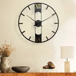Luxury Large Wall Clock Modern Design Silent Wall Clocks Home Decor Black Metal Watches Living Room Decoration