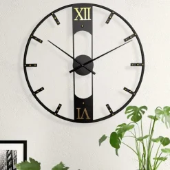Luxury Large Wall Clock Modern Design Silent Wall Clocks Home Decor Black Metal Watches Living Room Decoration