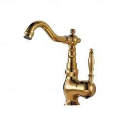 Luxury Retro Style Utility Sink Laundry Gold Faucet, Centerset High Arc One Handle One Hole Wash Basin Tap with Hot and Cold Water Switch, Laundry Tub Pot Filler Commercial Faucet in Antique Brass