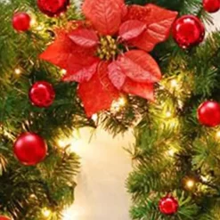 2.7M Christmas Rattan Garland Decorative Green/Red Garland for Stairs Christmas Artificial Xmas Tree Rattan Banner Decoration Gift