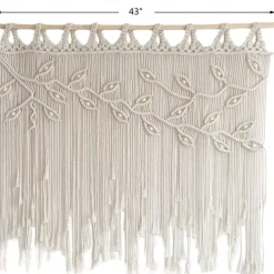 Macrame Window Curtain Wall Hanging Woven Tapestry Bedroom Kitchen Leaf Shape Living Room Curtains Wall Decor