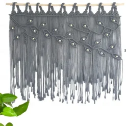 Macrame Window Curtain Wall Hanging Woven Tapestry Bedroom Kitchen Leaf Shape Living Room Curtains Wall Decor