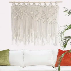 Macrame Window Curtain Wall Hanging Woven Tapestry Bedroom Kitchen Leaf Shape Living Room Curtains Wall Decor