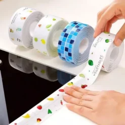 Magic Anti-Mold Peel & Stick Selfadhe Sive Caulk Tape Strip Width 3.8cm Self-Adhesive Sealing Caulk Tape Strip - Easy Peel and Stick Solution for Seamless Caulking, Waterproof and Mold-Proof PVC Mater