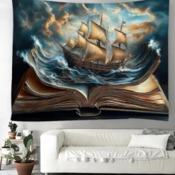 Magic Book Pirate Hanging Tapestry Wall Art Large Tapestry Mural Decor Photograph Backdrop Blanket Curtain Home Bedroom Living Room Decoration