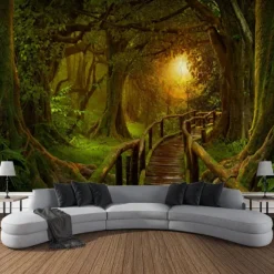Magic Forest Landscape Wall Tapestry Art Decor Photograph Backdrop Blanket Curtain Hanging Home Bedroom Living Room Decoration