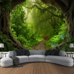 Magic Forest Landscape Wall Tapestry Art Decor Photograph Backdrop Blanket Curtain Hanging Home Bedroom Living Room Decoration