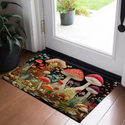 Magic Mushroom Forest Doormat Floor Mats Washable Rugs Kitchen Mat Non-Slip Oil Proof Rug Indoor Outdoor Mat Bedroom Decor Bathroom Mat Entrance Rug