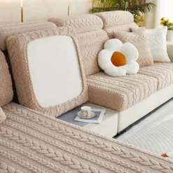 Magic Sofa Cover Stretch Jacquard Velvet Sofa Seat Couch Cushion Slipcovers, Anti-Slip Furniture Protector for Sectional 1/2/3/4 Seat Cover,L Shape Sofa Covers, Chaise Lounge Sofa Slipcover