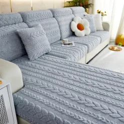 Magic Sofa Cover Stretch Jacquard Velvet Sofa Seat Couch Cushion Slipcovers, Anti-Slip Furniture Protector for Sectional 1/2/3/4 Seat Cover,L Shape Sofa Covers, Chaise Lounge Sofa Slipcover