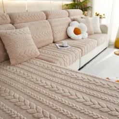 Magic Sofa Cover Stretch Jacquard Velvet Sofa Seat Couch Cushion Slipcovers, Anti-Slip Furniture Protector for Sectional 1/2/3/4 Seat Cover,L Shape Sofa Covers, Chaise Lounge Sofa Slipcover