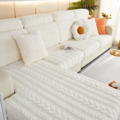 Magic Sofa Cover Stretch Jacquard Velvet Sofa Seat Couch Cushion Slipcovers, Anti-Slip Furniture Protector for Sectional 1/2/3/4 Seat Cover,L Shape Sofa Covers, Chaise Lounge Sofa Slipcover