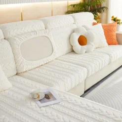 Magic Sofa Cover Stretch Jacquard Velvet Sofa Seat Couch Cushion Slipcovers, Anti-Slip Furniture Protector for Sectional 1/2/3/4 Seat Cover,L Shape Sofa Covers, Chaise Lounge Sofa Slipcover