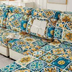Magic Sofa Cover Stretch Sofa Seat Couch Cushion Slipcovers Vintage Style, Anti-Slip Furniture Protector for Sectional 1/2/3/4 Seat Cover,L Shape Sofa Covers, Chaise Lounge Sofa Slipcover