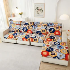 Magic Sofa Cover Stretch Sofa Seat Couch Cushion Slipcovers Vintage Style, Anti-Slip Furniture Protector for Sectional 1/2/3/4 Seat Cover,L Shape Sofa Covers, Chaise Lounge Sofa Slipcover