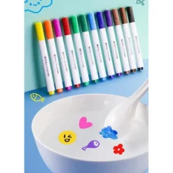 Magical Water Painting Pen, 12 Colors Magic Floating Ink Pen Kit Set, Erasing Whiteboard Markers, Doodle Water Pens Great Idea For Kids Boys Girls Adults