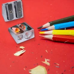 Magnesium Pencil Sharpener Survival, Hand Held Pencil Sharpener 2-Hole Pencil Sharpener Magnesium Alloy Wedge Profile
