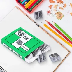 Magnesium Pencil Sharpener Survival, Hand Held Pencil Sharpener 2-Hole Pencil Sharpener Magnesium Alloy Wedge Profile