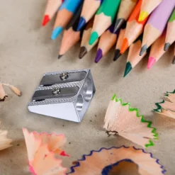 Magnesium Pencil Sharpener Survival, Hand Held Pencil Sharpener 2-Hole Pencil Sharpener Magnesium Alloy Wedge Profile