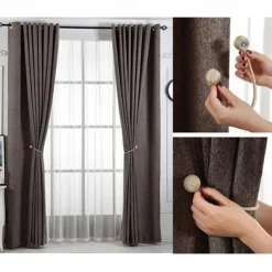 Magnetic Curtain Tie Backs Window Gold Curtain Tiebacks Buckles Holdbacks Clip for Home Bedroom Office Decorative Curtain 1 PCS