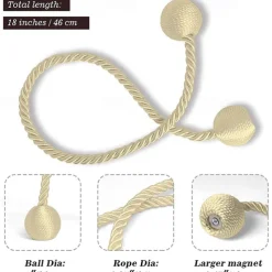 Magnetic Curtain Tie Backs Window Gold Curtain Tiebacks Buckles Holdbacks Clip for Home Bedroom Office Decorative Curtain 1 PCS