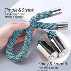 Magnetic Curtain Tie Backs Window,Pearl Beaded Tieback Curtain Holdbacks,Buckles Clip for Home Bedroom Office Decorative Curtain