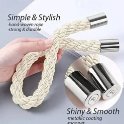 Magnetic Curtain Tie Backs Window,Pearl Beaded Tieback Curtain Holdbacks,Buckles Clip for Home Bedroom Office Decorative Curtain