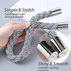 Magnetic Curtain Tie Backs Window,Pearl Beaded Tieback Curtain Holdbacks,Buckles Clip for Home Bedroom Office Decorative Curtain