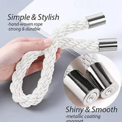 Magnetic Curtain Tie Backs Window,Pearl Beaded Tieback Curtain Holdbacks,Buckles Clip for Home Bedroom Office Decorative Curtain