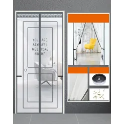 Magnetic Door Screen Mesh Screen Mosquito Net for Door Curtain Printed Pattern Bedroom Livingroom Children's Room
