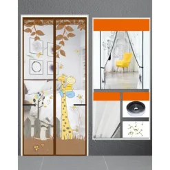 Magnetic Door Screen Mesh Screen Mosquito Net for Door Curtain Printed Pattern Bedroom Livingroom Children's Room