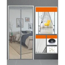 Magnetic Door Screen Mesh Screen Mosquito Net for Door Curtain Printed Pattern Bedroom Livingroom Children's Room