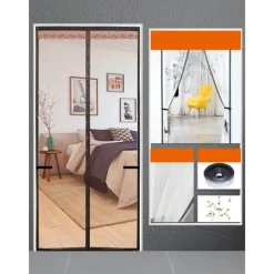 Magnetic Door Screen Mesh Screen Mosquito Net for Door Curtain Printed Pattern Bedroom Livingroom Children's Room