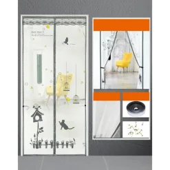 Magnetic Door Screen Mesh Screen Mosquito Net for Door Curtain Printed Pattern Bedroom Livingroom Children's Room