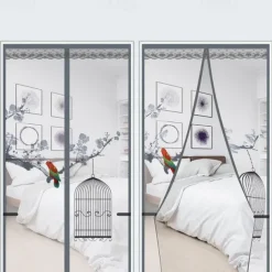 Magnetic Door Screen Mesh Screen Mosquito Net for Door Curtain Printed Pattern Bedroom Livingroom Children's Room