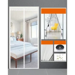 Magnetic Door Screen Mesh Screen Mosquito Net for Door Curtain Printed Pattern Bedroom Livingroom Children's Room