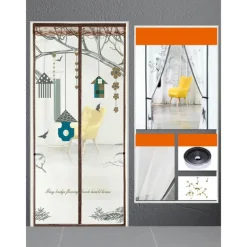 Magnetic Door Screen Mesh Screen Mosquito Net for Door Curtain Printed Pattern Bedroom Livingroom Children's Room
