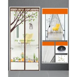 Magnetic Door Screen Mesh Screen Mosquito Net for Door Curtain Printed Pattern Bedroom Livingroom Children's Room