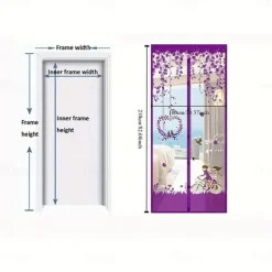 Magnetic Door Screen Mesh Screen Door Magical Mesh Screen Window Door Hands Free Magnetic Door Screen Automatic Closing Summer Curtain Net Floral Pattern