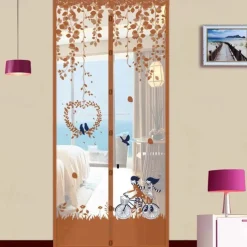 Magnetic Door Screen Mesh Screen Door Magical Mesh Screen Window Door Hands Free Magnetic Door Screen Automatic Closing Summer Curtain Net Floral Pattern